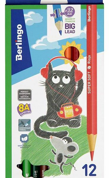 Цветные карандаши Рельеф-центр Berlingo 12цветов трехгранные