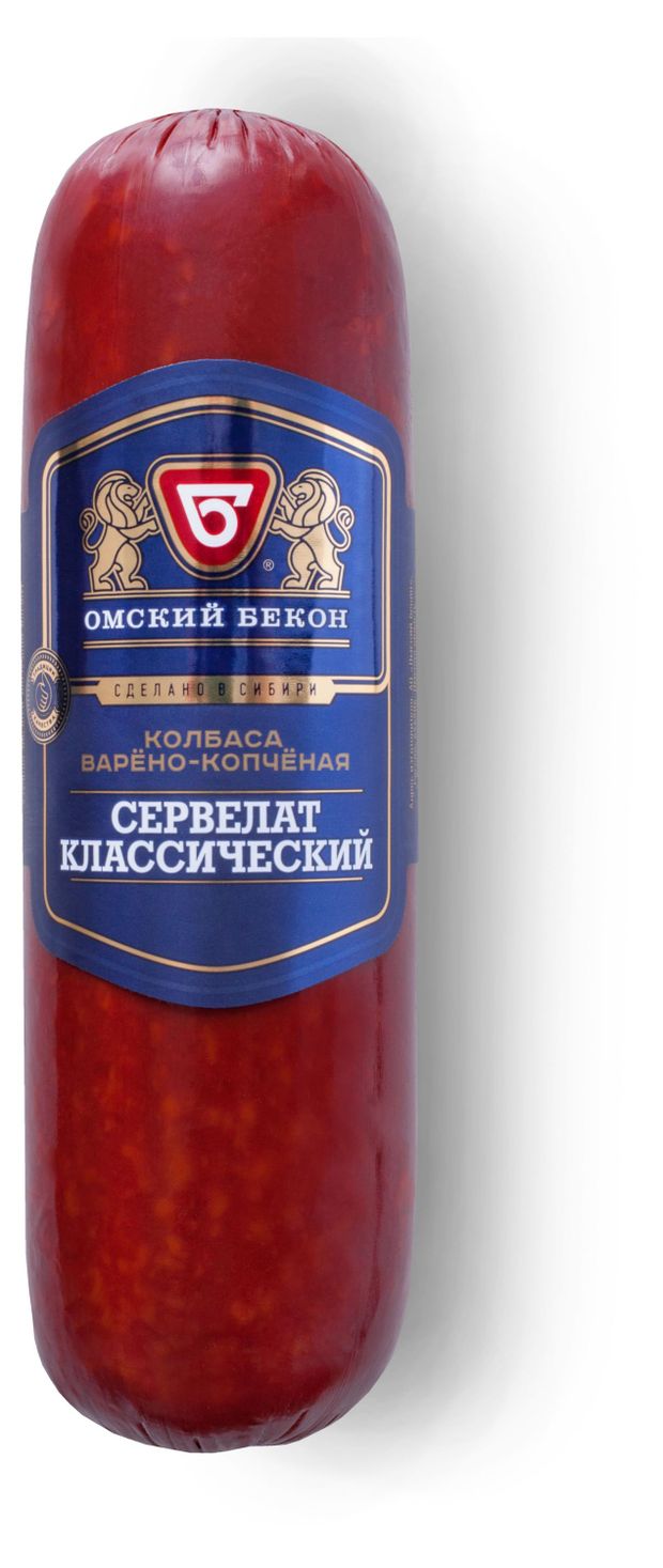 

Колбаса варено-копченая Омский Бекон Сервелат Классический 500 г