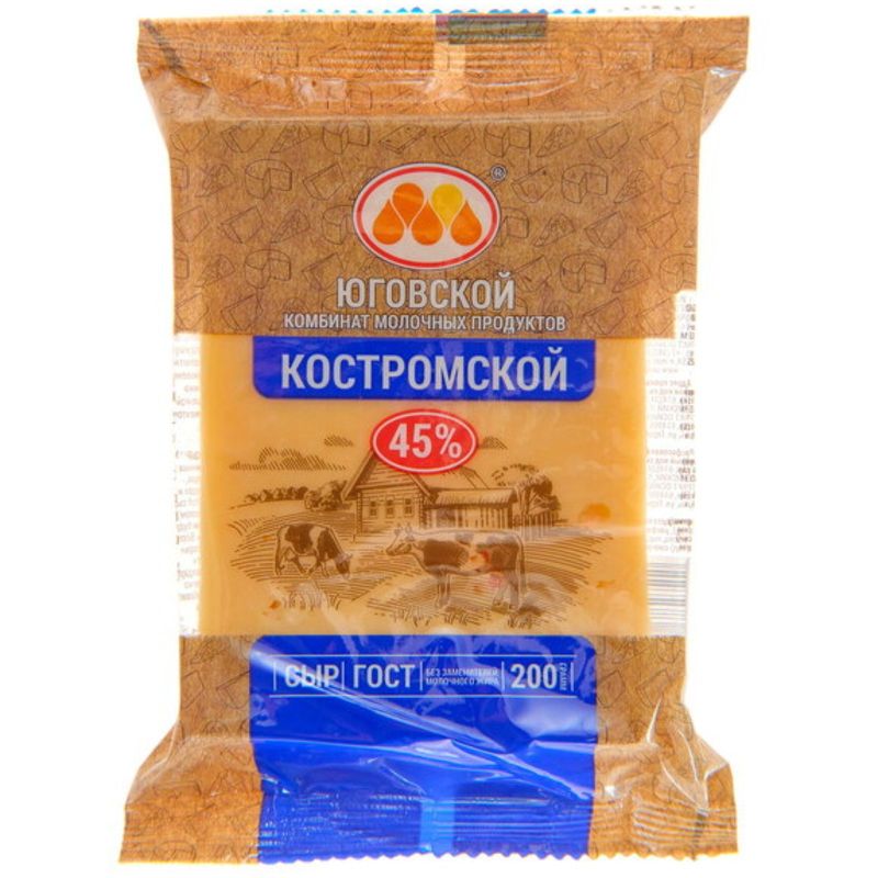 

Сыр Юговской Костромской 45% бзмж 200 г