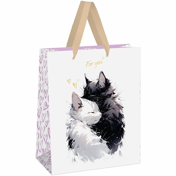 Пакет подарочный Meshu 26х32х12 см Hugs, фольга, матовая ламинация