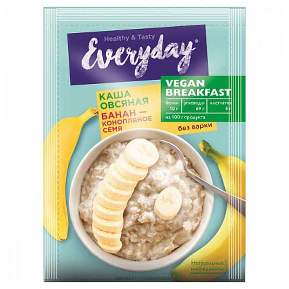 

Каша овсяная EVERYDAY Vegan Breakfast Банан, конопляное семя