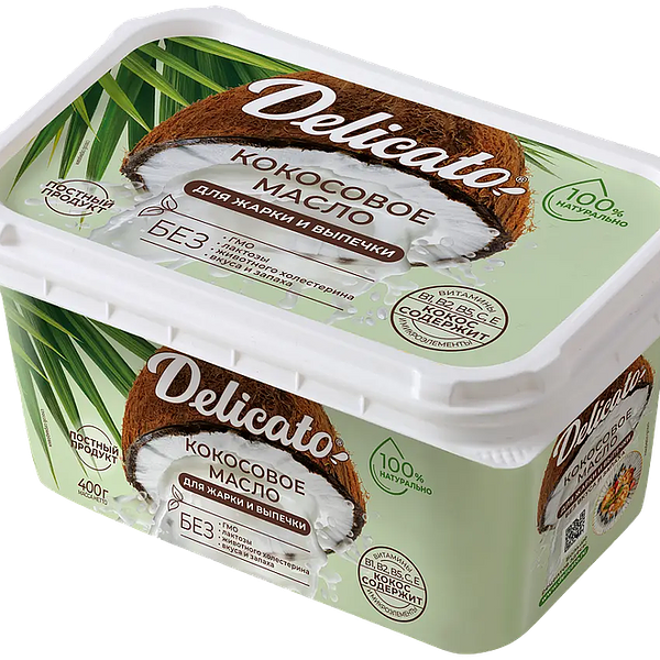 Масло Delicato кокосовое рафинированное дезодорированное 400 г