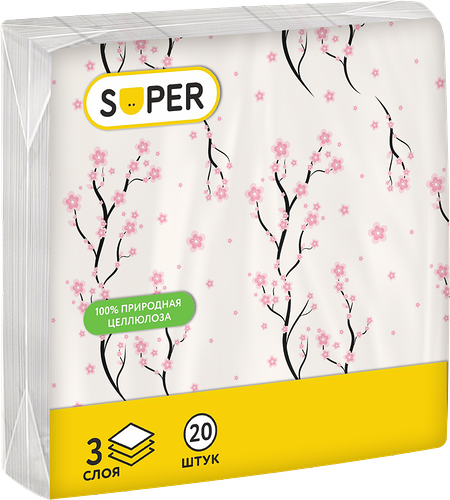 Салфетки бумажные Super вдохновение 33х33 см в ассортименте