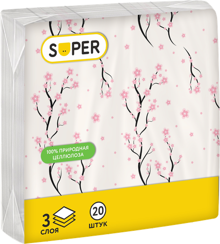 

Салфетки бумажные Super вдохновение 33х33 см в ассортименте