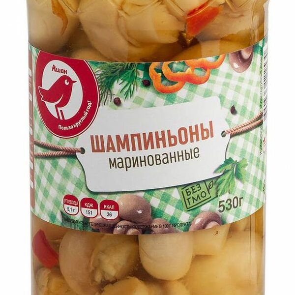 Шампиньоны АШАН Красная птица маринованные
