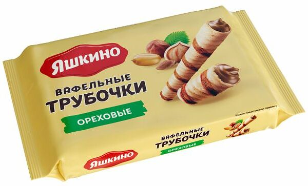 Вафельные трубочки Яшкино ореховые 190 г