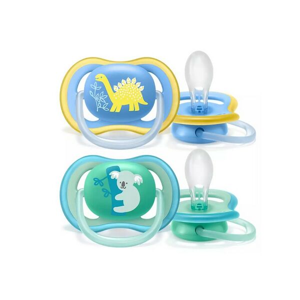 Пустышка силиконовая Ultra Air декор, 18 мес.+ (уп. 2 шт.), для мальчика, SCF349/11 Philips AVENT