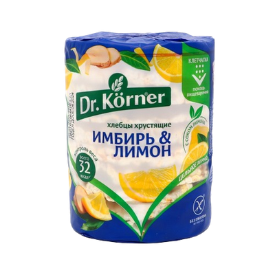 Хлебцы хрустящие Dr.Korner кукурузн-рис с имбирём и лимоном 90г