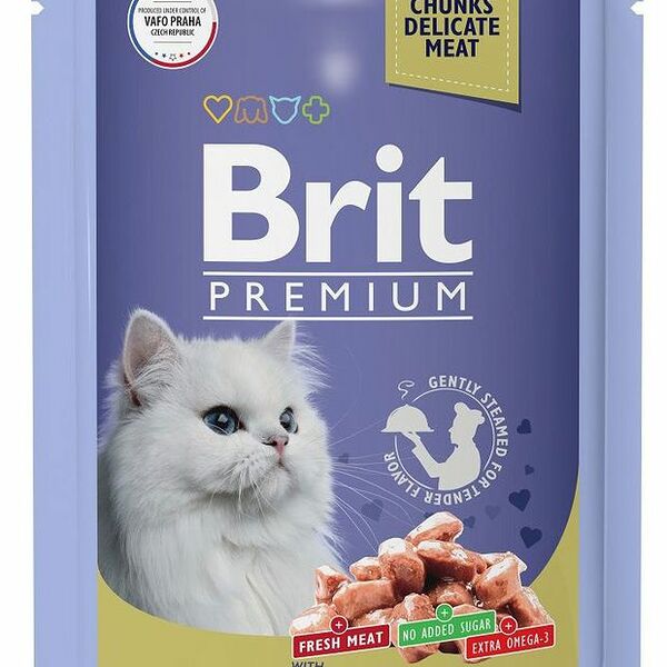 Корм для взрослых кошек влажный Brit Premium Форель в желе