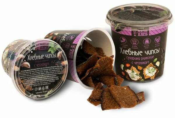 Чипсы хлебные Рижский Хлеб с чесноком, 50г