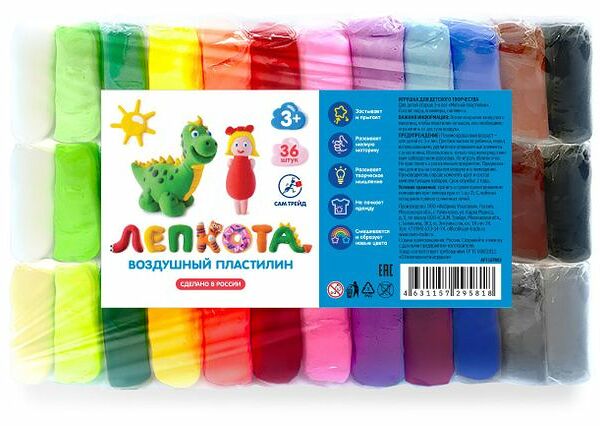 Волшебный пластилин Лепкота, 36 цветов