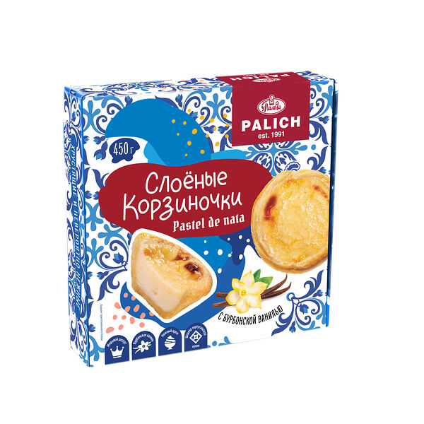 Слоеные корзиночки с заварным кремом и бурбонской ванилью 450 г