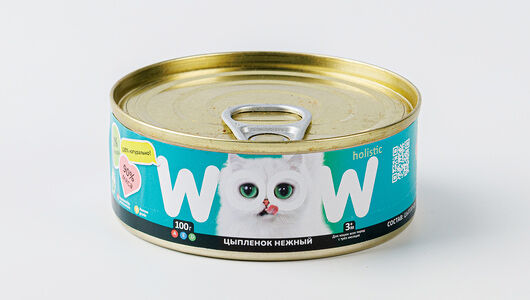 Корм влажный для кошек Woow holistic цыпленок нежный 100г, Россия