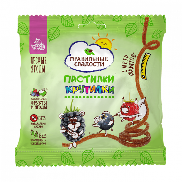 Пастилки ПРАВИЛЬНЫЕ СЛАДОСТИ Крутилки Лесные ягоды, 30 г