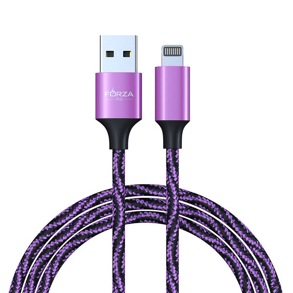 Кабель для зарядки Forza Серпантин ip 1 м 1.5а тканевая оплётка, 4 цвета в ассортименте