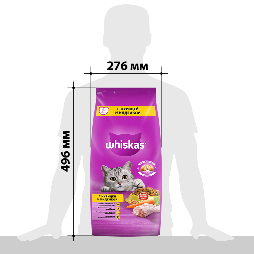 

Сухой корм Whiskas® для кошек «Подушечки с паштетом. Ассорти с курицей и индейкой», 5 кг