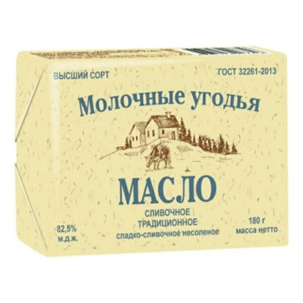 Масло сладкосливочное Молочные угодья несолёное 82.5%