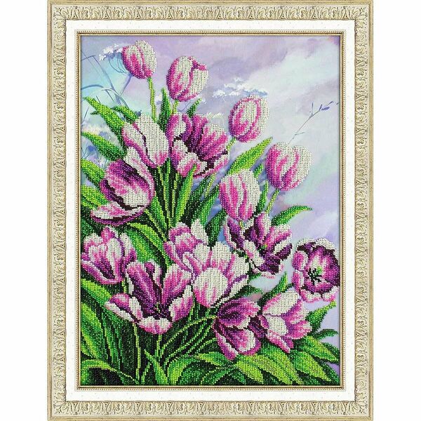 Б1314 Набор для вышивания бисером 'Тюльпаны' 30*40см