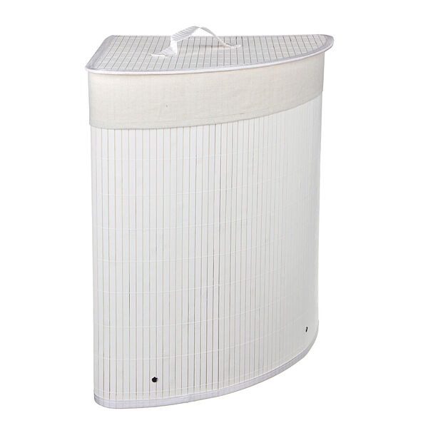 Vetta корзина для белья складная с крышкой, угловая, бамбук, 35x35х50см, белая