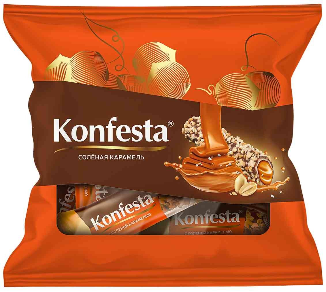 

Конфеты Konfesta с карамельно-кремовой начинкой в обсыпке арахисом 180 г