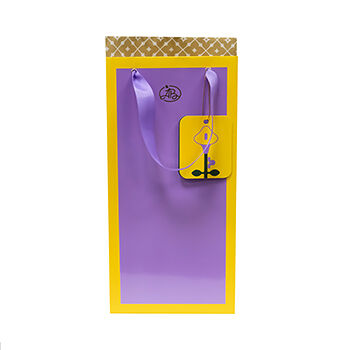 Пакет подарочный «Азбука вкуса» фиолетово-желтый с открыткой 18х38х10, Россия