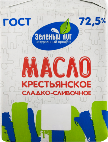 

Масло сливочное Зеленый Луг Крестьянское 72.5% 180 г