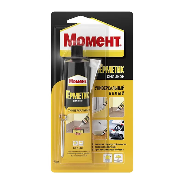 Герметик Момент силиконовый универсальный белый 70 мл