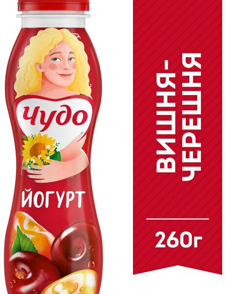 Йогурт питьевой Чудо Вишня-Черешня 1.9% 260г
