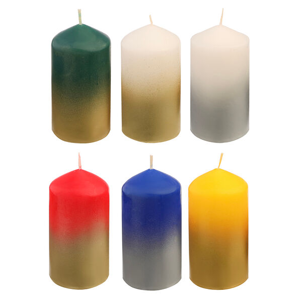 Свеча столбик 5,6х12 см, с напылением, парафин, 6 цветов
