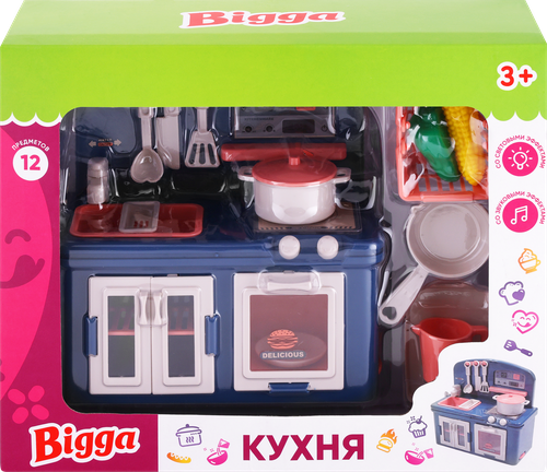 

Набор игровой BIGGA Кухня, со световыми и звуковыми эффектами, 12 предметов