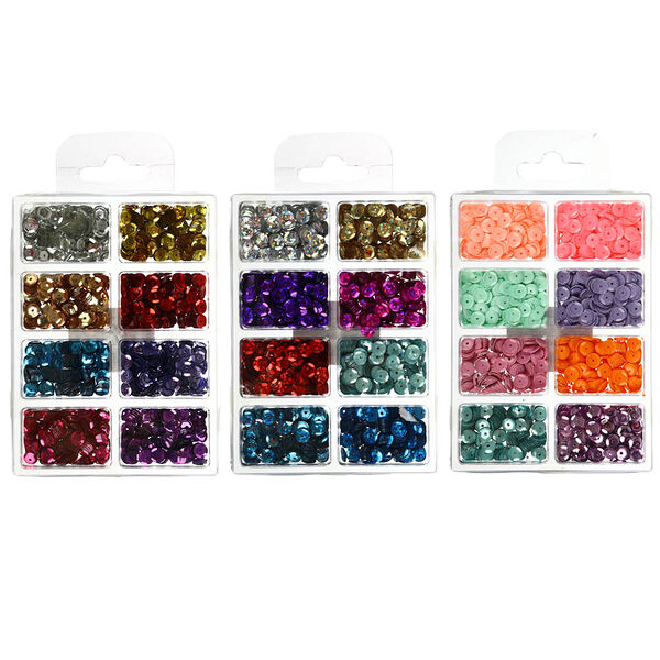 Набор пайеток для декора, 8 отделений, пластик