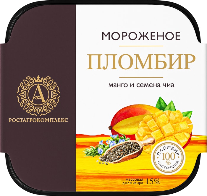

Мороженое А.Ростагрокомплекс Пломбир с манго и семенами чиа 15% 300 г