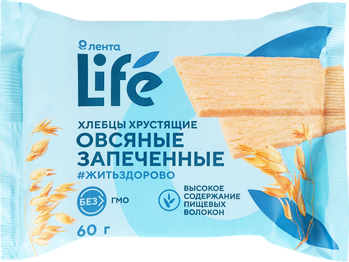 Хлебцы овсяные Лента Life хрустящие запеченные, 60 г