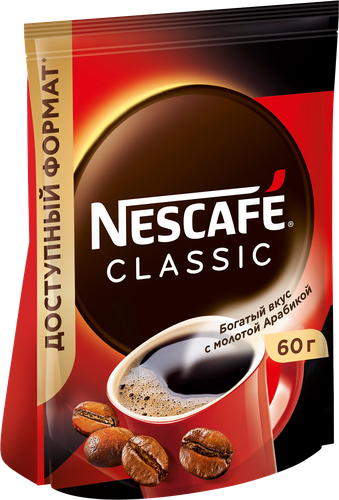 

Кофе растворимый Нескафе Классик с молотой арабикой 60 г