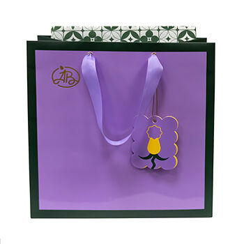 Пакет подарочный «Азбука вкуса» фиолетово-зеленый с открыткой 30х30х14, Россия