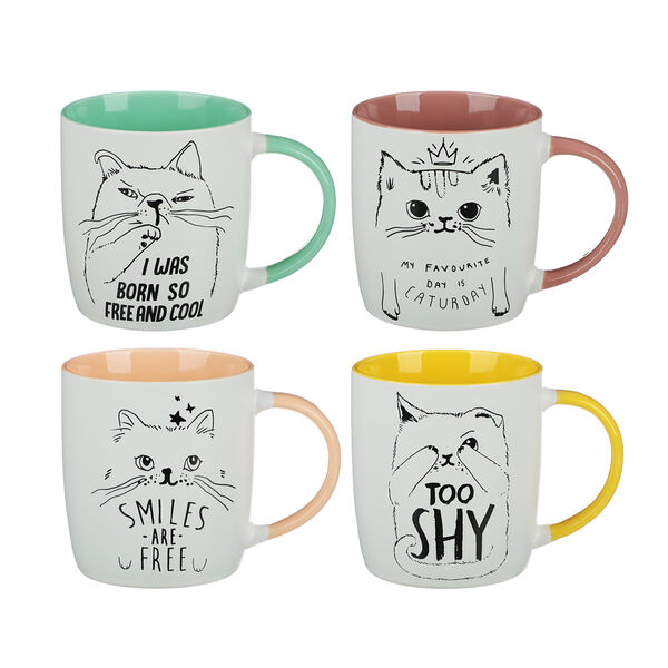 Millimi яркие коты кружка 340мл, фарфор, 4 дизайна
