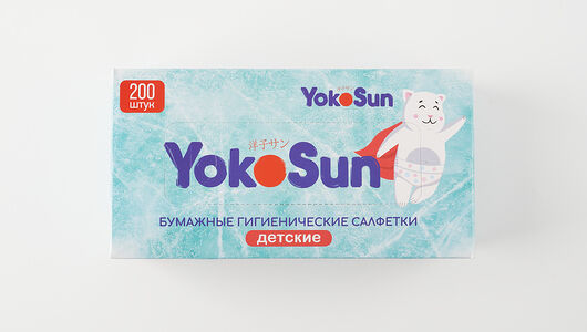 Салфетки детские бумажные YokoSun в коробке 2-х слойные, 200 шт.