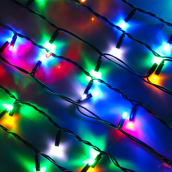 By гирлянда эл. бахрома уличн, 3х0,5 м, 100led, новый мульти,мерцание, пвх черный, коннект, 220в