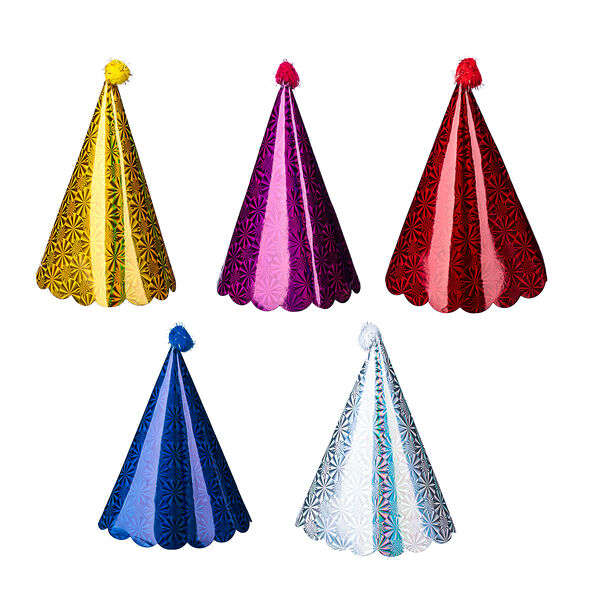 Fntastic набор праздничных колпаков 20см, 6шт, бумага, полиэстер, 5 цветов