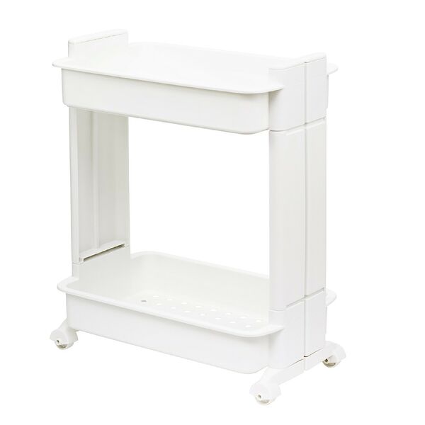 Этажерка на колесах широкая, 2 полки, белый 39х23х45 см
