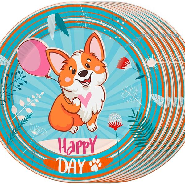 Набор бумажных тарелок ND Play Корги 18см 6шт