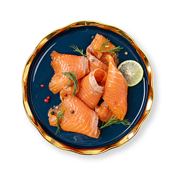 

Гравлакс из радужной форели Азбука Вкуса ломтики без кожи малосолёной с цедрой лайма вес