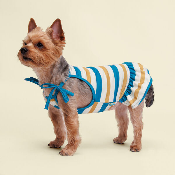 Майка-платье песочно-синее в полоску S