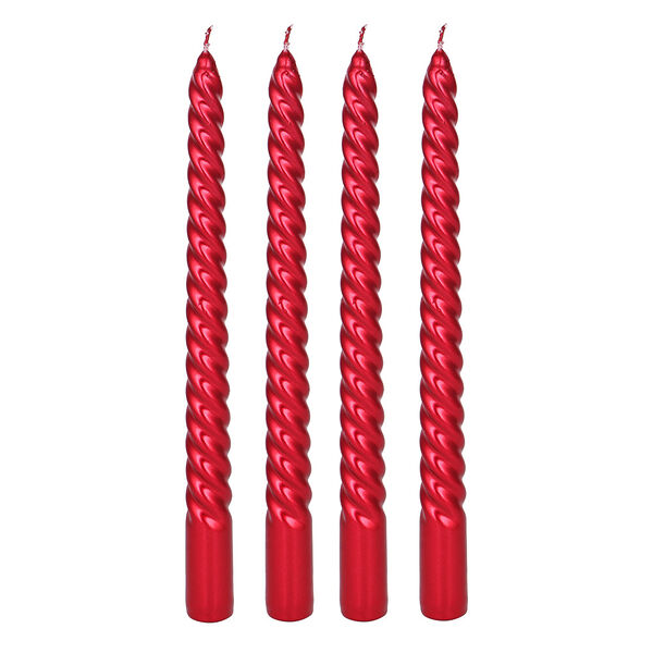 Ladecor набор витых свечей, 4 шт, 25 см, цвет бордо перламутр