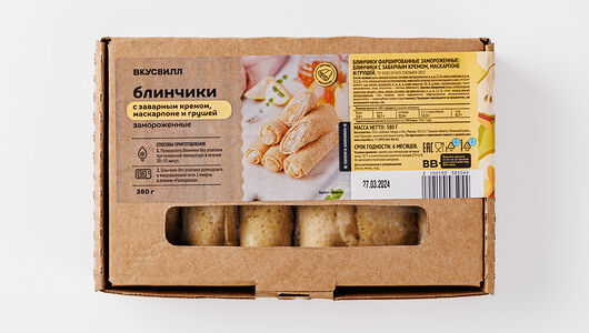 Блинчики с заварным кремом, маскарпоне и грушей, замороженные, ВЕС Продукт замороженный