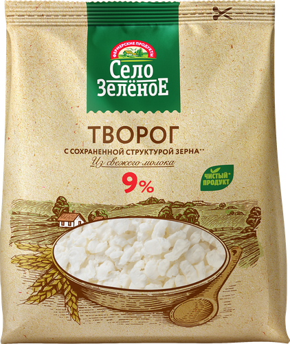 

Творог Село Зелёное с сохранённой структурой зерна 9% 200 г