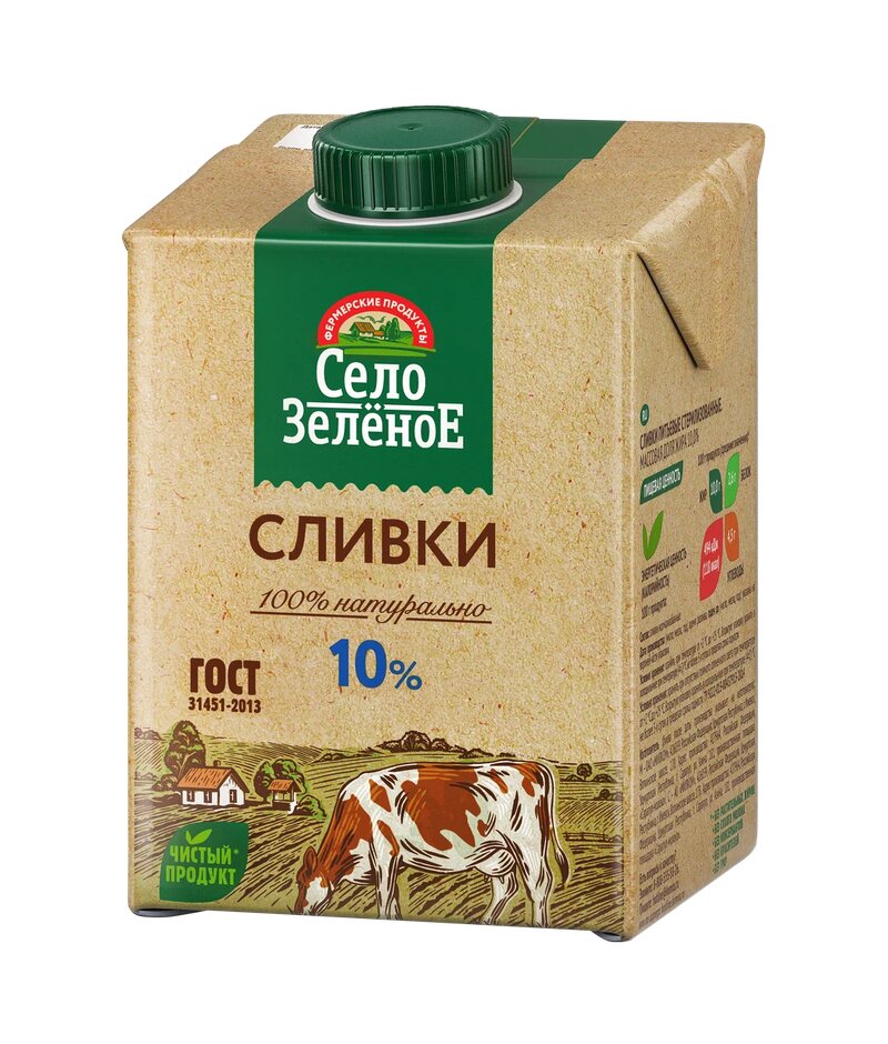 

Сливки Село Зелёное 10% 500 г