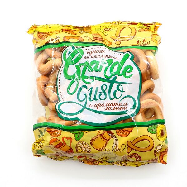 Сушки по-итальянски GRANDE GUSTO с ароматом лимона 1/сорт вес 200 г Витебскхлебпром