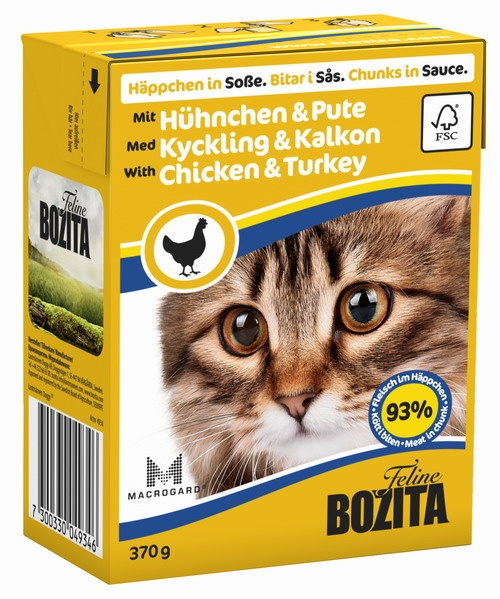 

Консервы для кошек Bozita Feline кусочки в соусе Курица и индейка 370 г