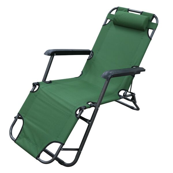 Шезлонг, 150x60x79 см, оксфорд/сталь, зеленый